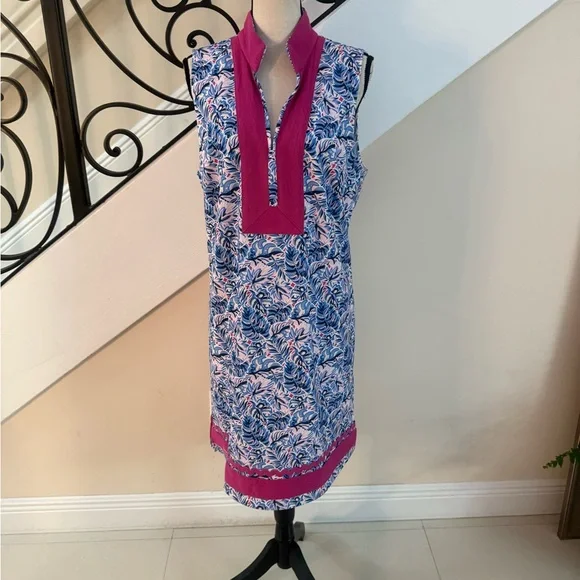 Simply Southern Blue and White Sleeveless V-Neck Sundress - Picture 3 of 10